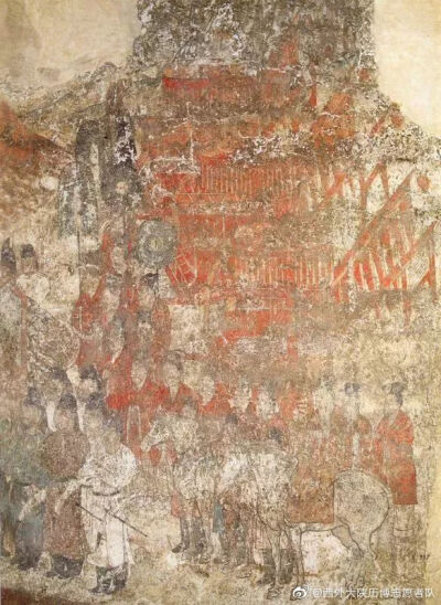 【懿德太子墓壁画《阙楼仪仗图》】 1971年陕西乾县懿德太子墓出土,它