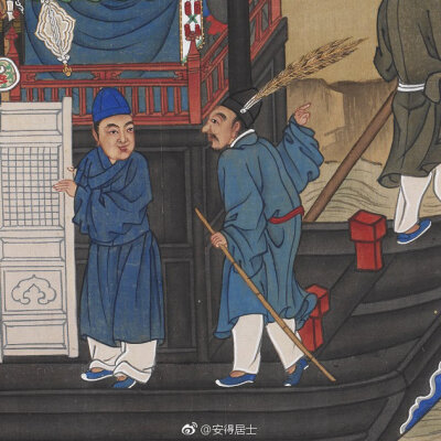 明 佚名 王琼事迹图册·督理漕运,绢本设色,纵45.9厘米,横91.