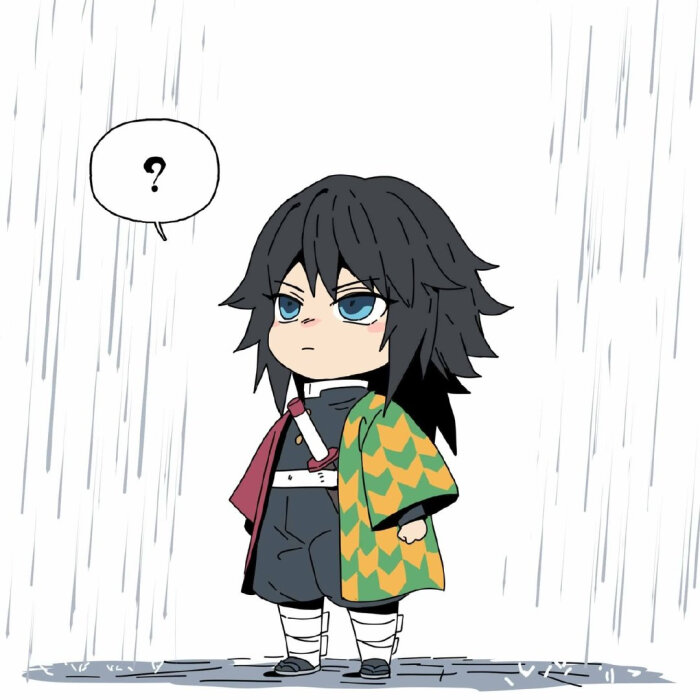 「九柱vs雨天」,又迫害义勇!哈哈哈哈每一张都好可爱(fb:mn敏)