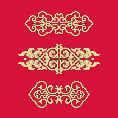 中国风中式古典花卉图腾纹理门匾贺卡边框图案矢量设计素材ai474
