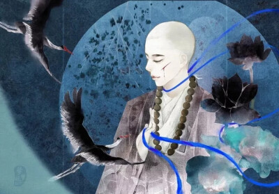古风和尚插画 | 花开生两面,人生佛魔间