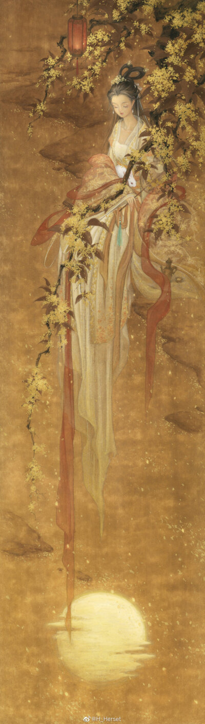 古风水彩人物插画,作者:h_herset