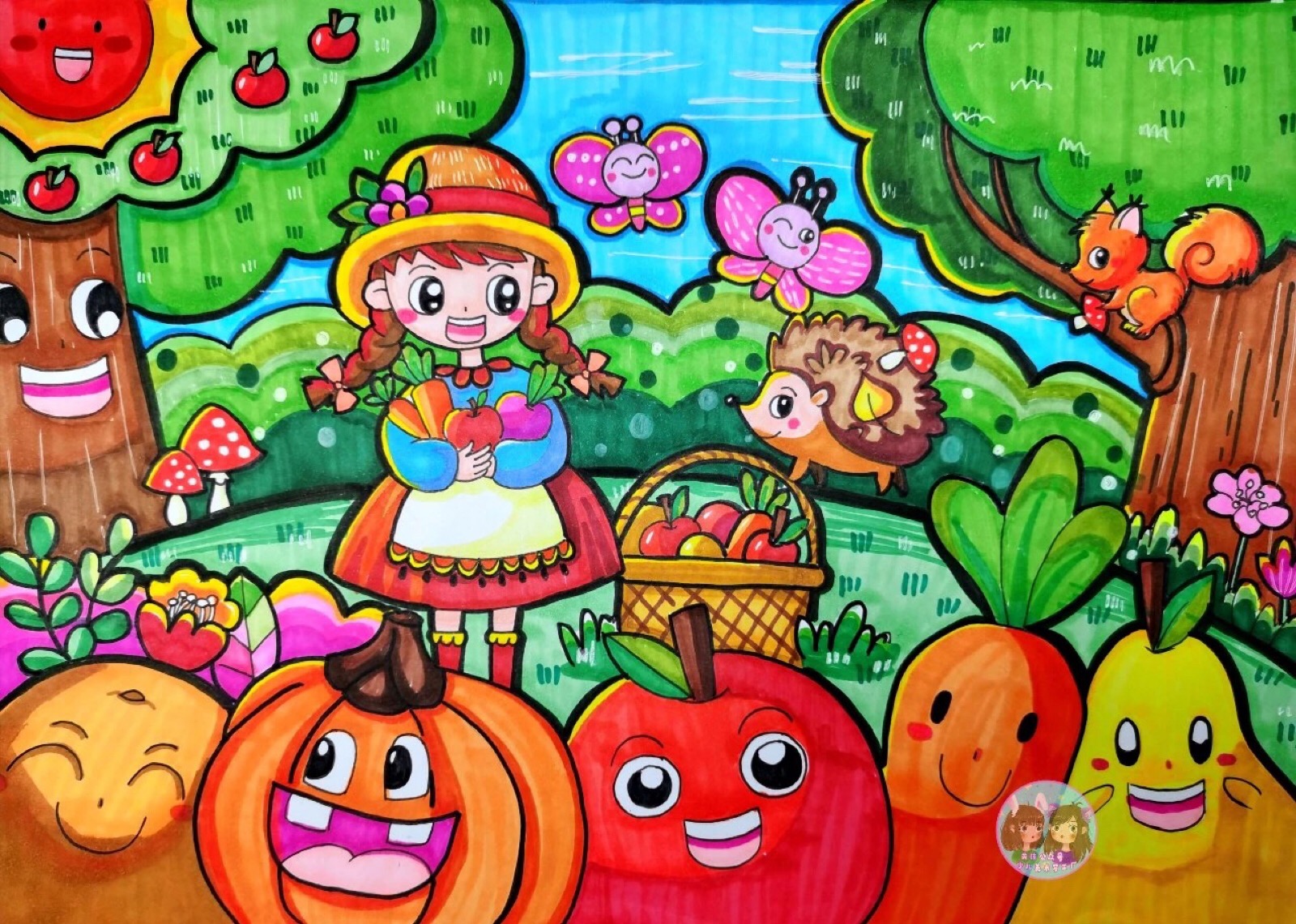 秋天水果儿童画图片