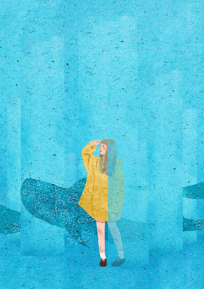 作者利用传统绘画和数字艺术相结合,清淡的水彩风格,画笔下的人物带着