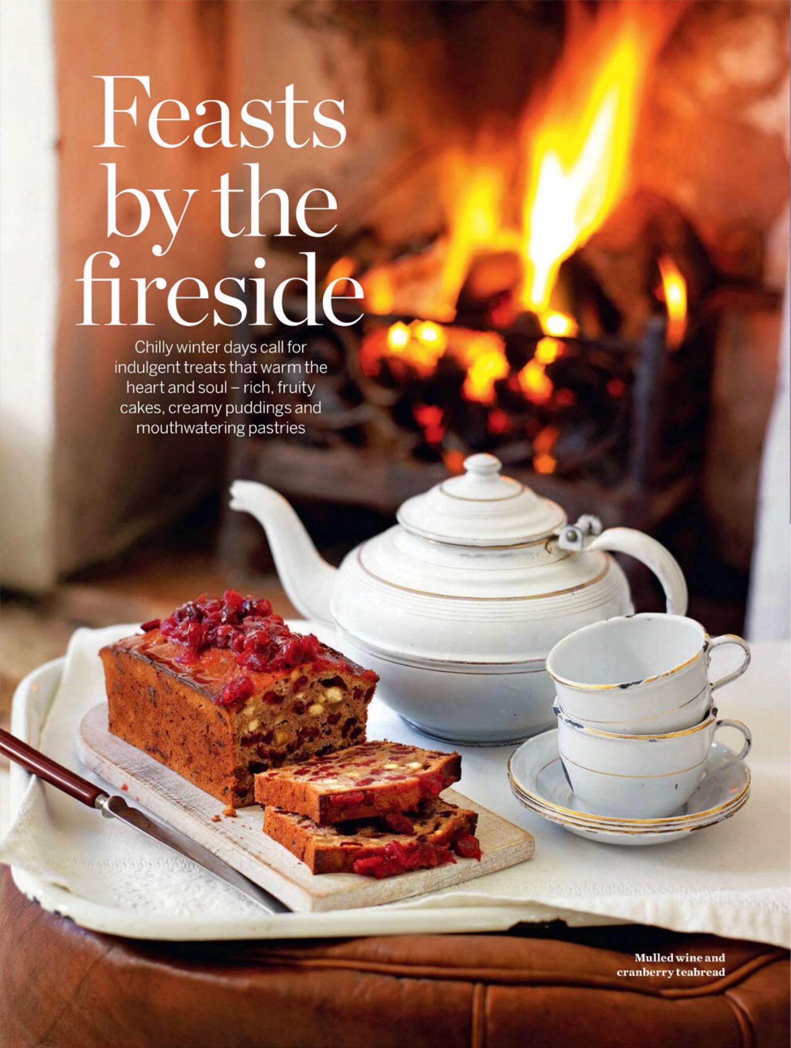 feasts by the fireside,做些好吃的,比如果味蛋糕和奶油布丁,守在