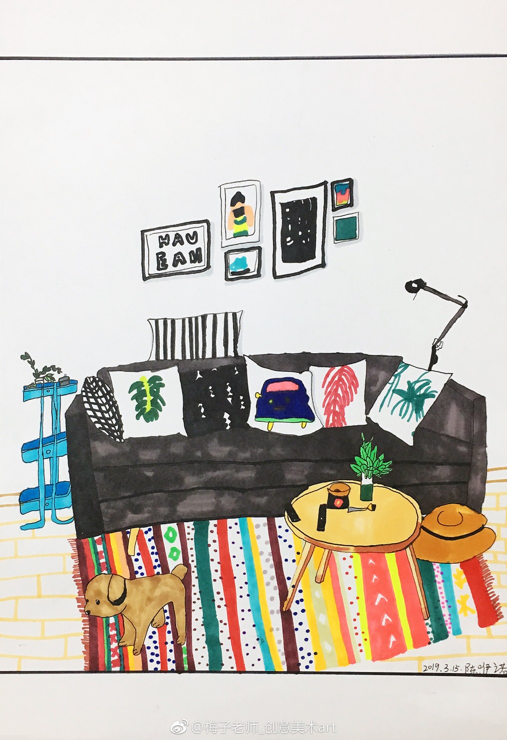 室内一隅 儿童画素材