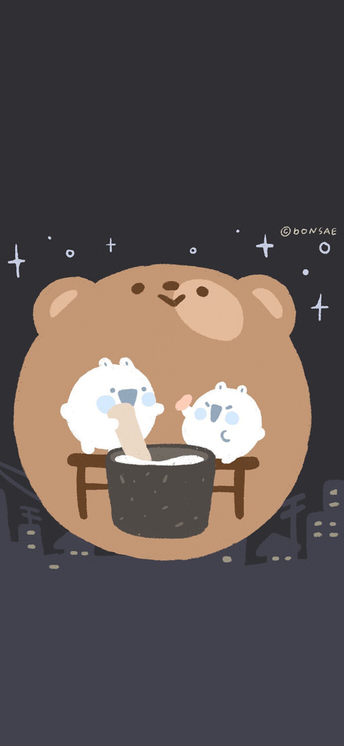 小熊壁纸 超级萌啊 画师ins.bon._.sae