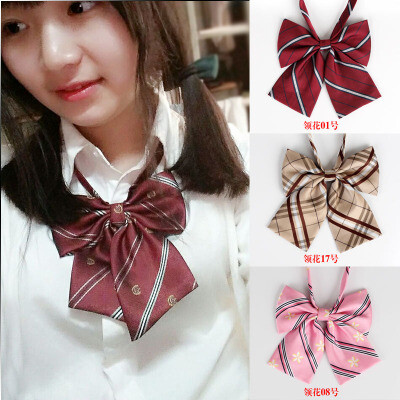 日韩学生职业jk制服衬衫领结领花领带女格子蝴蝶结银行酒店空姐
