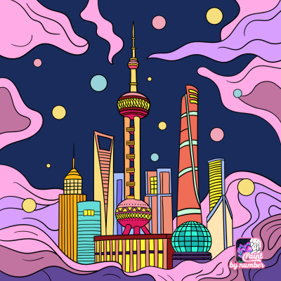 上海东方明珠卡通画图片