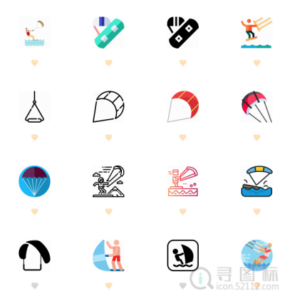 极限运动,水上运动,风筝冲浪,图标