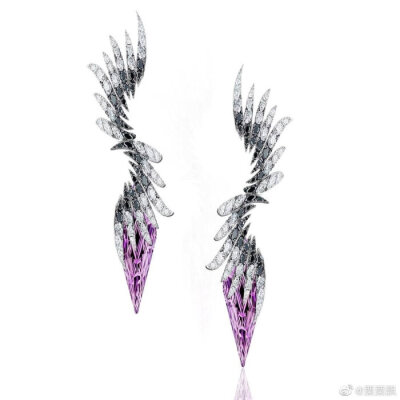 紫水晶羽毛耳坠victor falcao的珠宝设计流畅的线条感是最大的特色