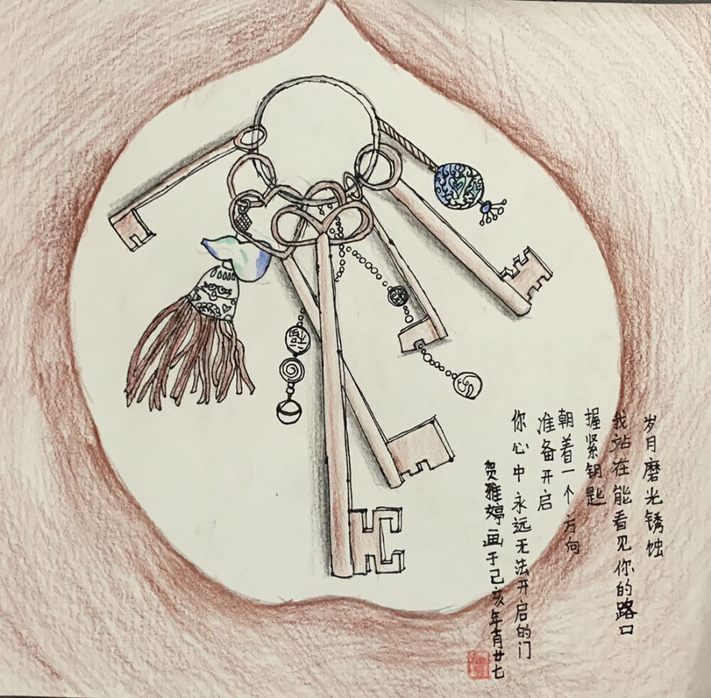 少儿美术一一串钥匙的写生
