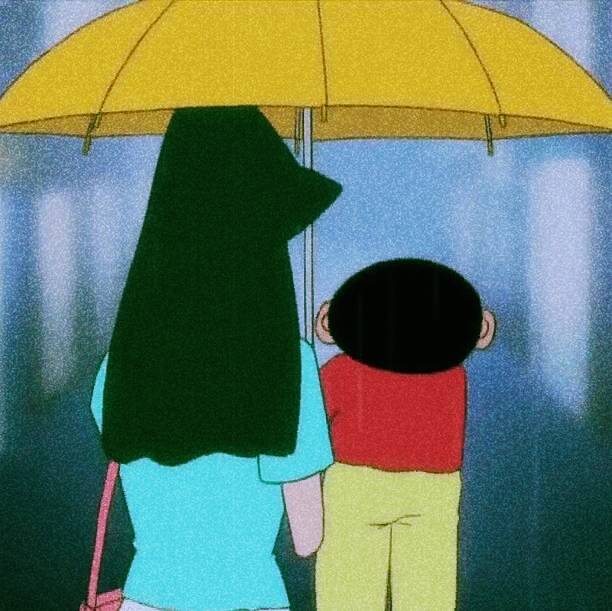 蜡笔小新雨中打伞图片