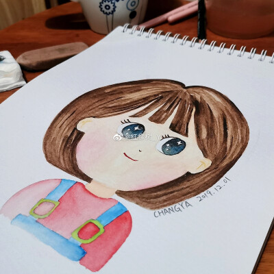 原创水彩自画像