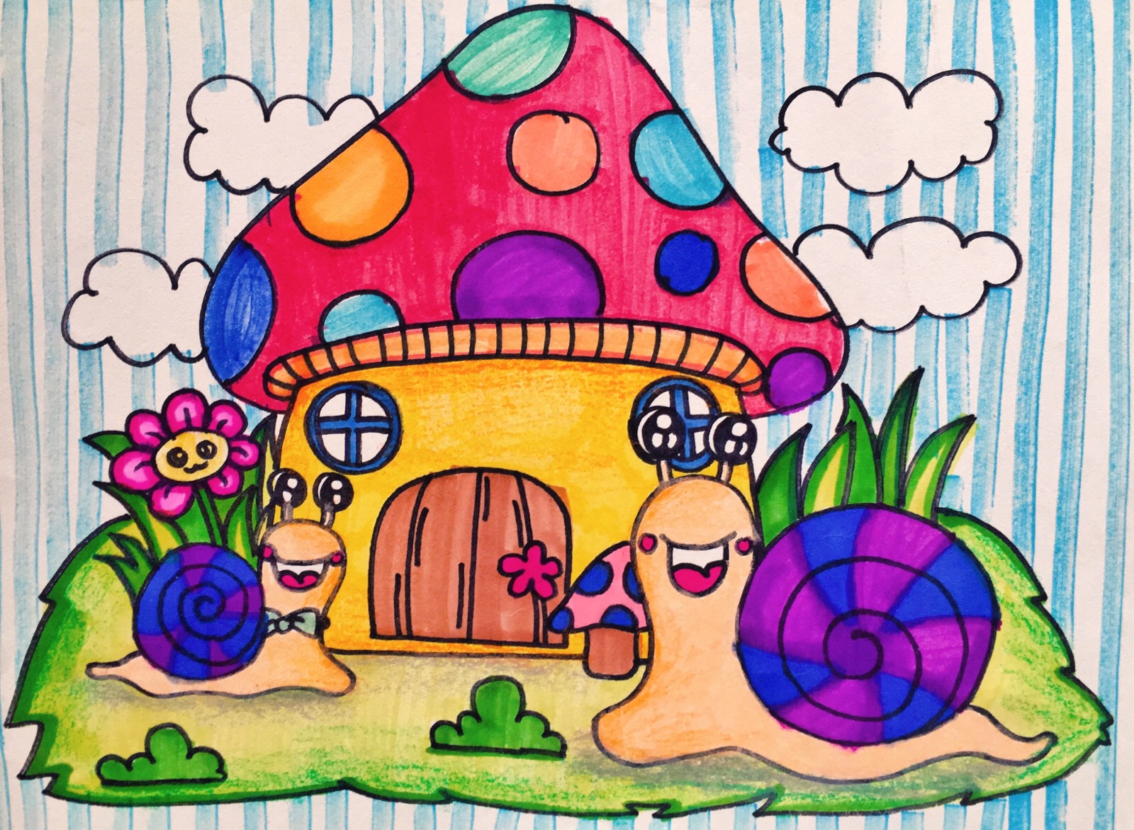蜗牛的房子美术图片