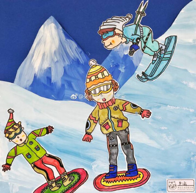 越野滑雪儿童画图片
