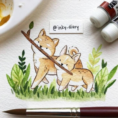 分享一波治愈系水彩小动物插画(by:inky.diary)