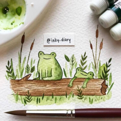 分享一波治愈系水彩小动物插画(by:inky.diary)