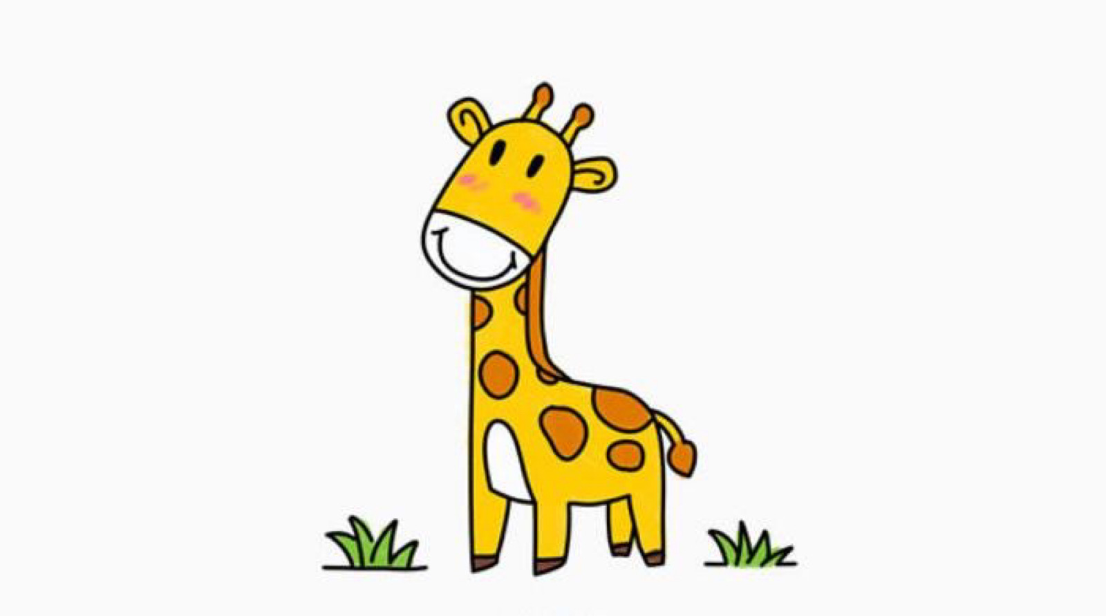 简单漂亮儿童动物图片 彩色长颈鹿画法图解教程 肉丁儿童网