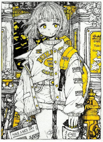 小萝莉的日常,插画线稿日本插画师 きたむらしゅ
