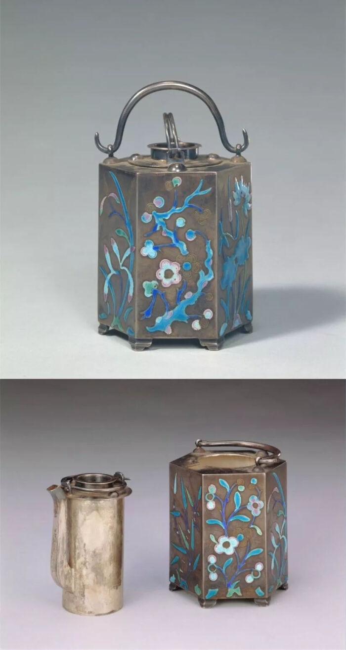清银烧蓝暖酒壶,现藏故宫博物院
