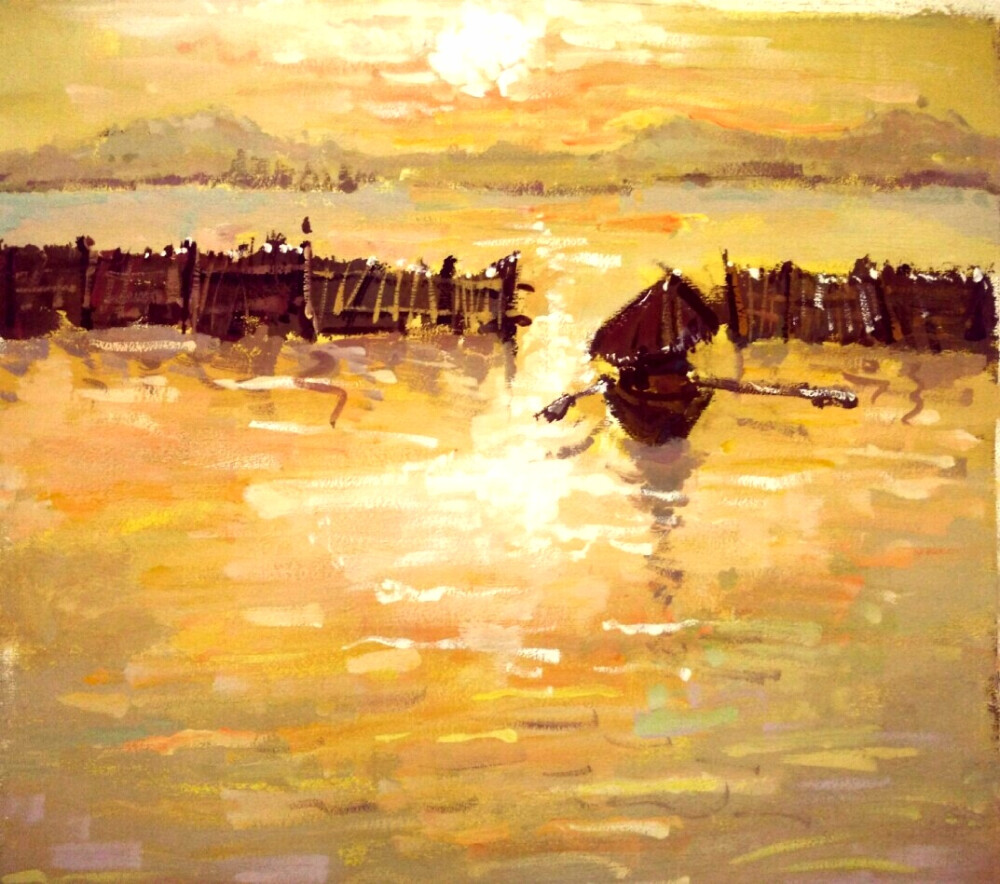 水粉,风景,绘画,写生