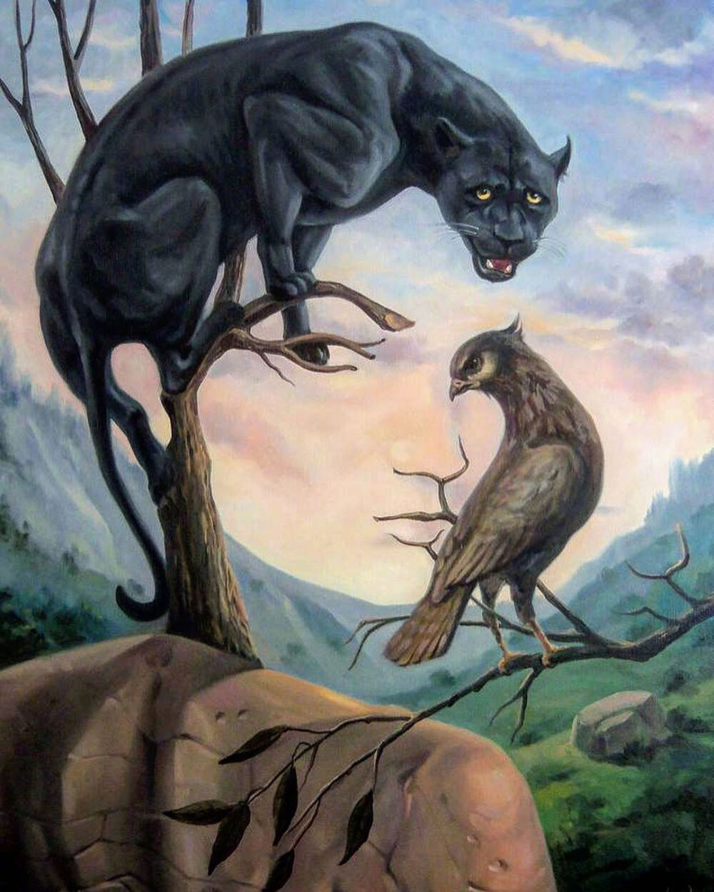 画家artush voskanyan的双重幻觉作品,你第一眼看到的是人还是动物呢?