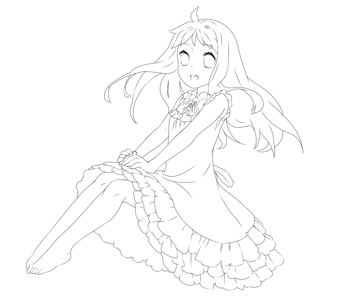 动漫人物线稿素材