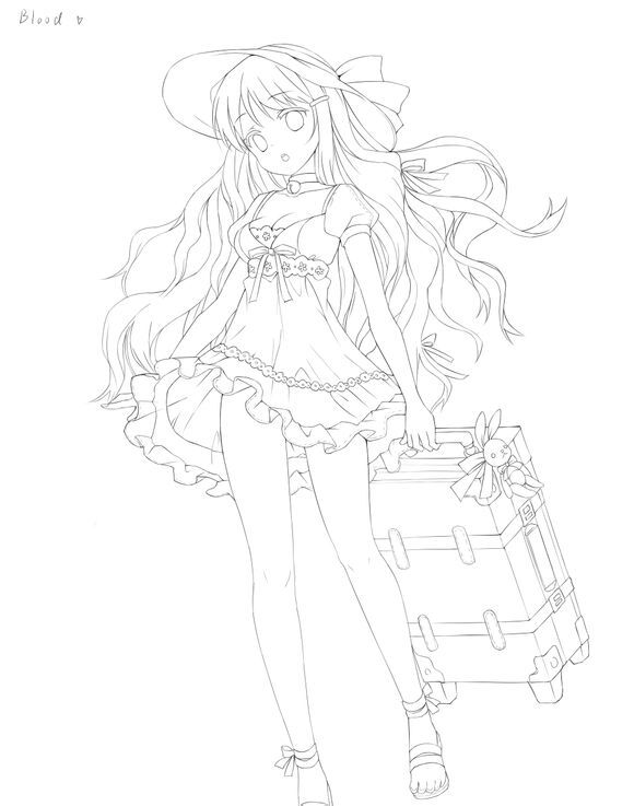 动漫人物线稿素材