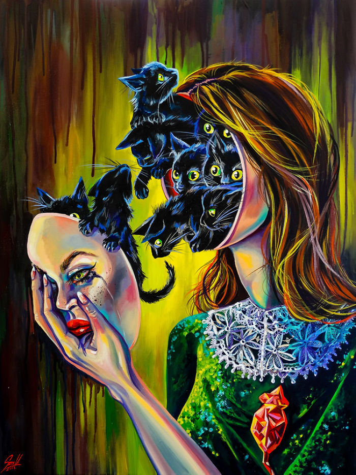 用艺术的方式描绘出来,而这些感情,仿佛通过图片,传递给了画对面的人
