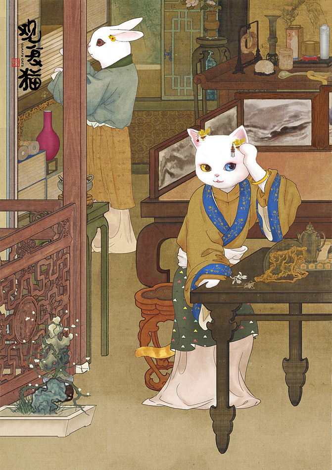 观复猫 插画 by_画师昙仁