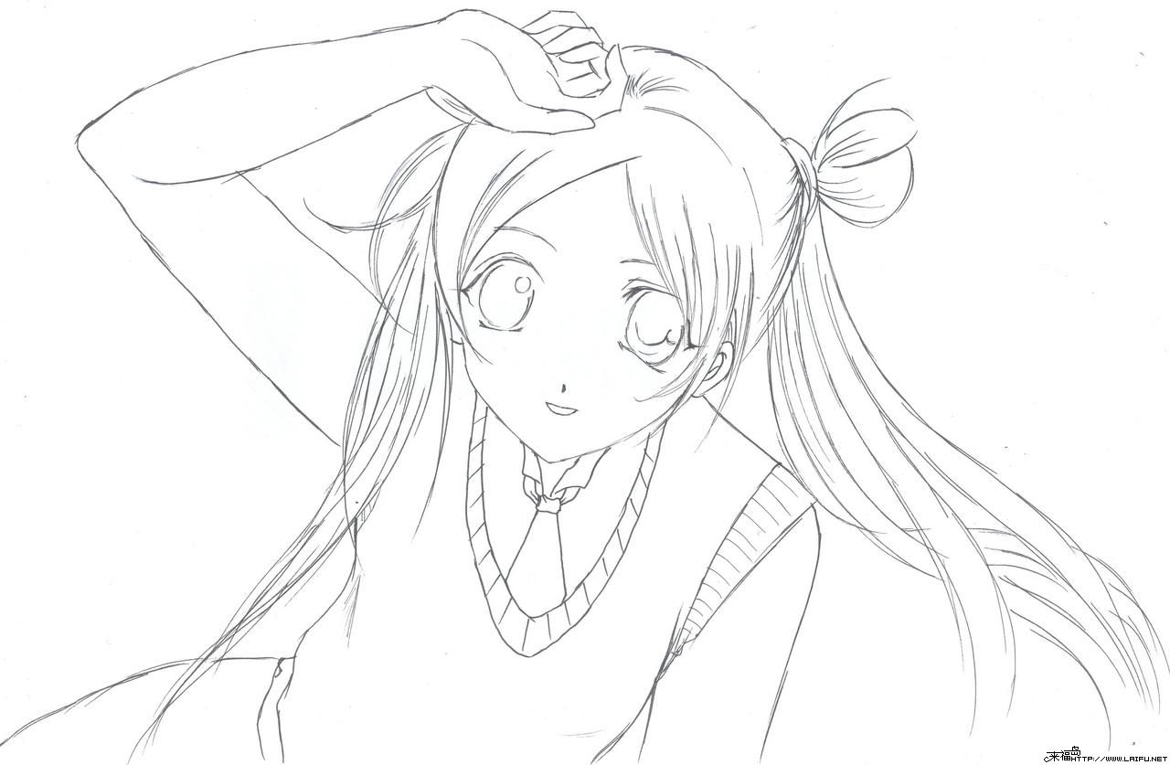 人物线稿黑白动漫素材手绘插画绘画 - 堆糖,美图壁纸兴趣社区