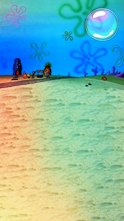 海绵宝宝海滩背景图片