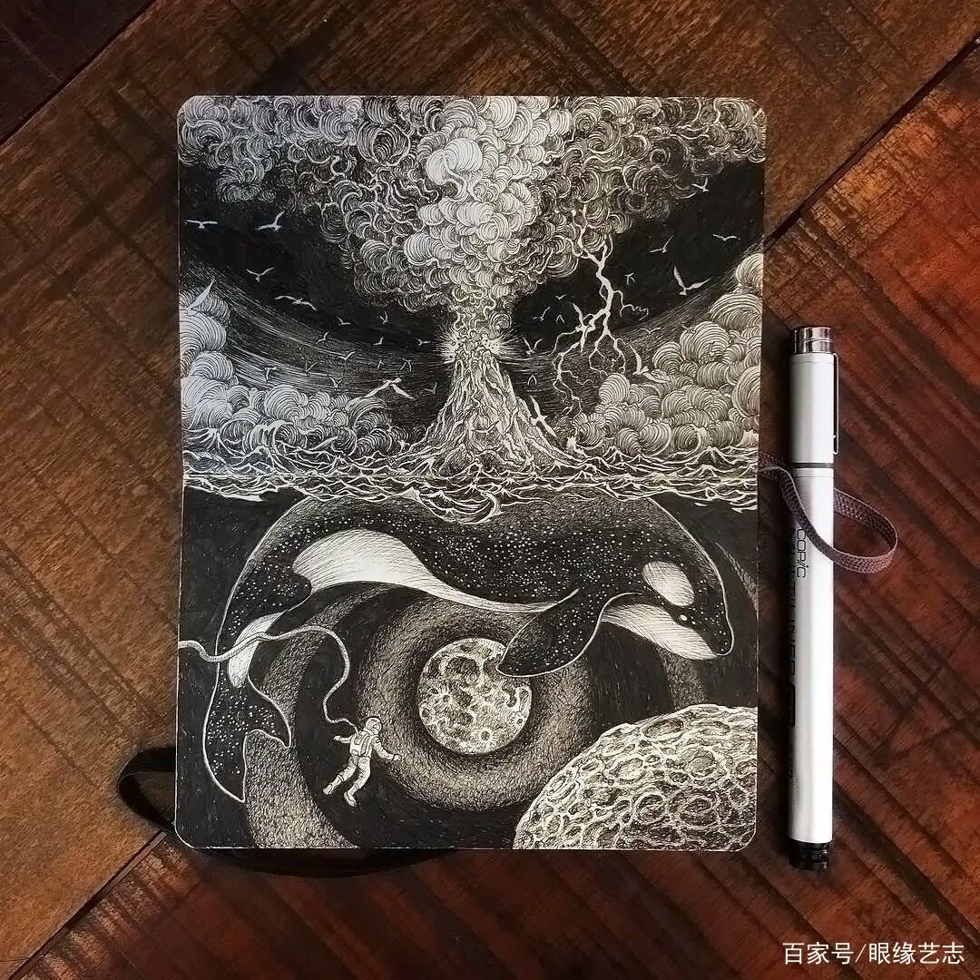 复杂的线描画高级图片