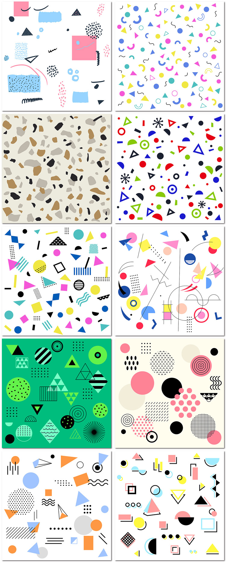 孟菲斯几何风格手绘卡通简约幼儿园印花图案矢量海报模板设计素材