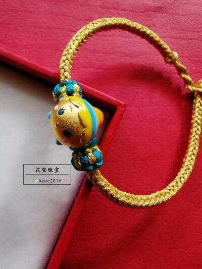 花玺珠宝999足金精品3d硬金迪士尼系列灰姑娘手工编绳手链