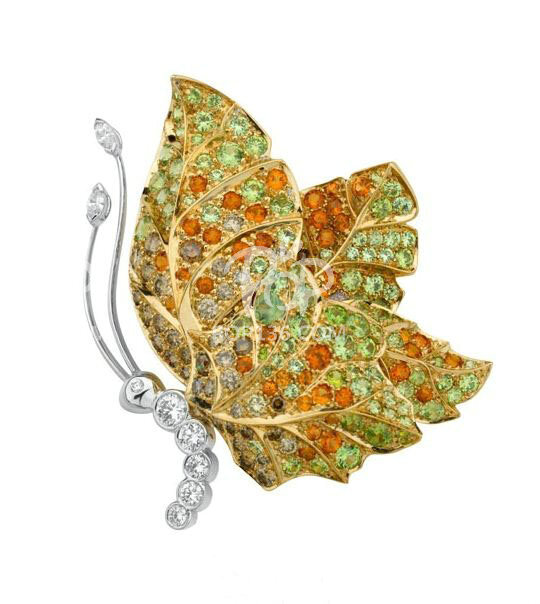 van cleef & arpels橄榄石白金胸针