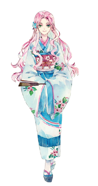 水彩 古风 古装 和服女生 唯美 免扣手帐素材