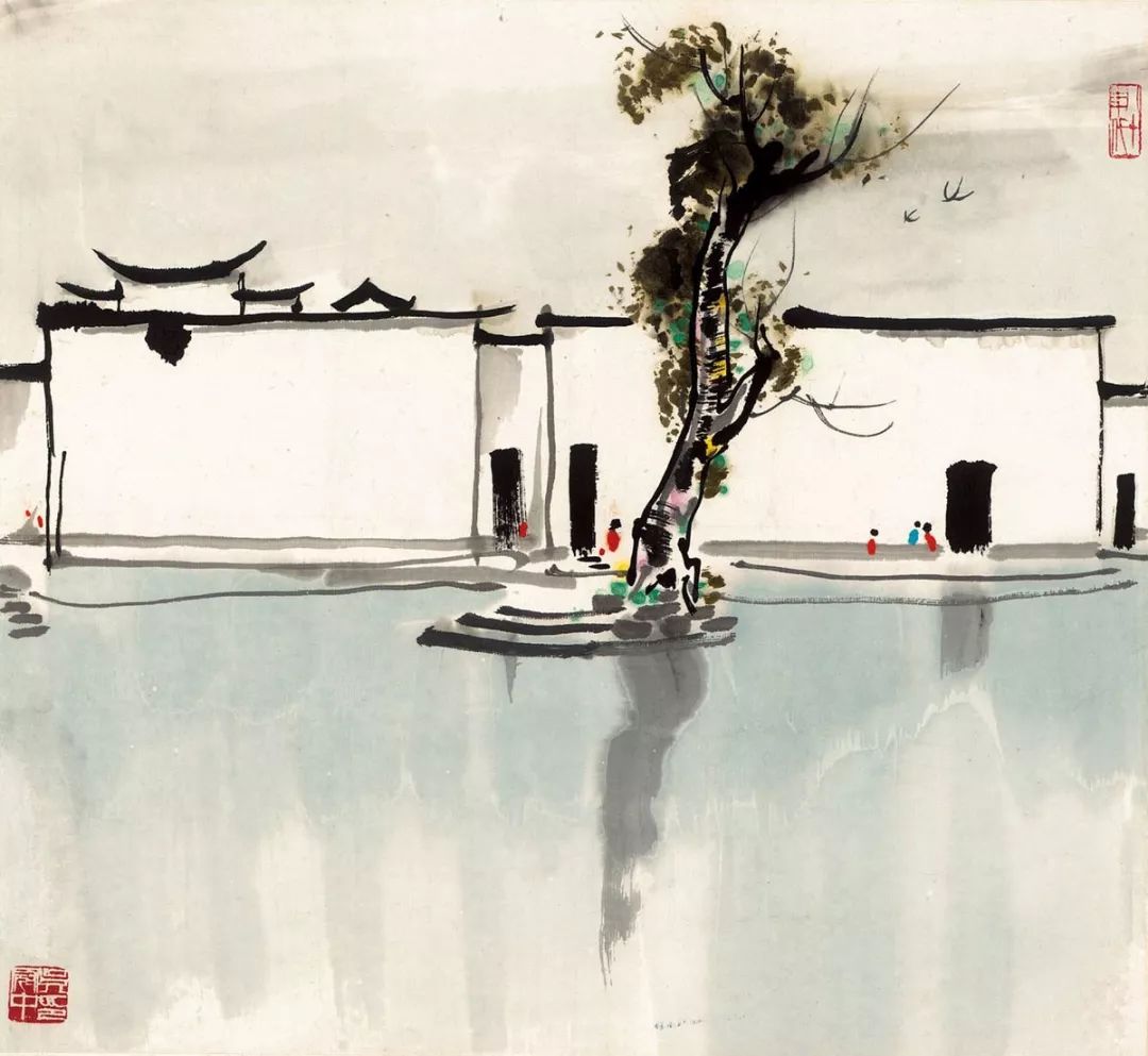 吴冠中《小双燕》,纸本水墨,47.5×51cm