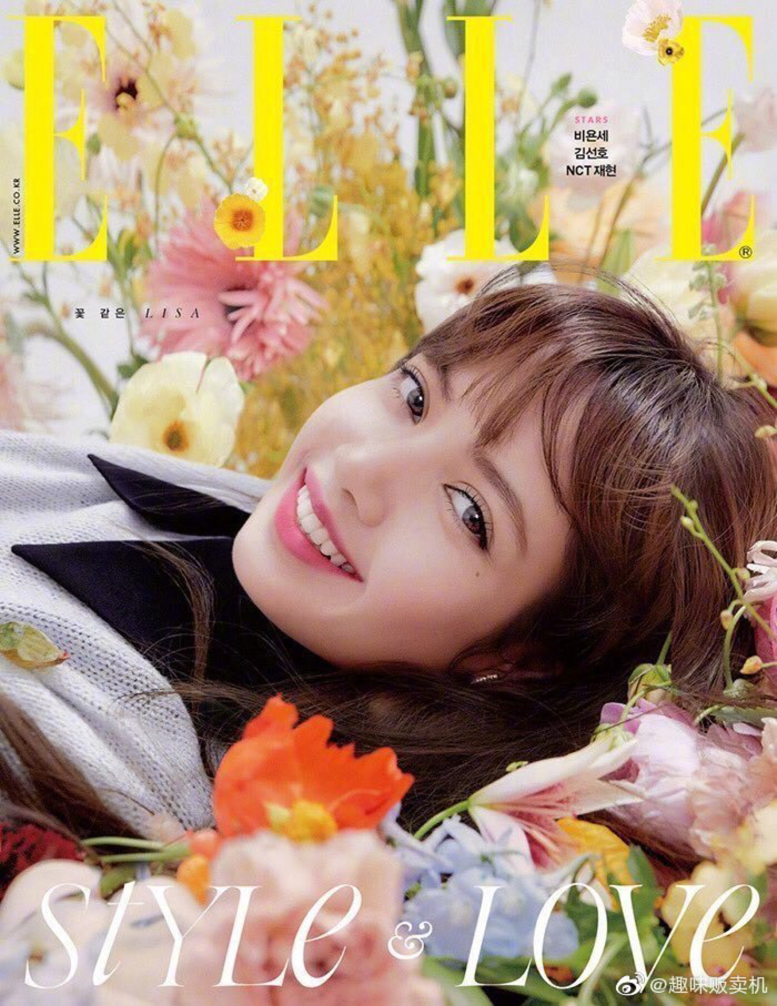 magazine丨lisa登上韩国版《elle》2月刊,繁花簇拥下的春之少女