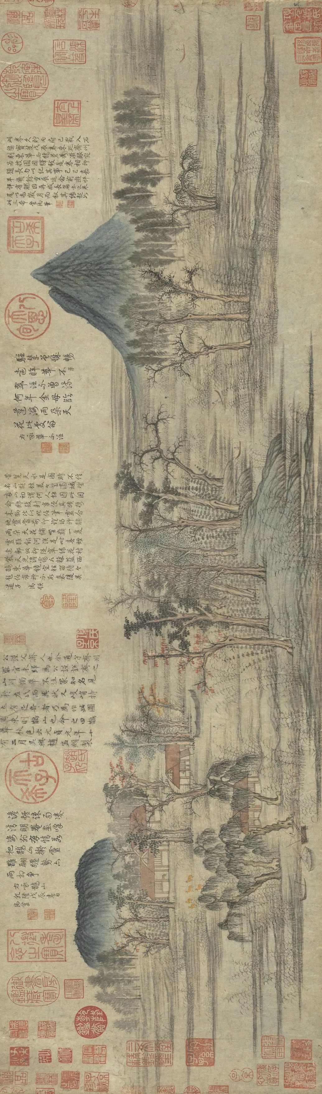 赵孟頫《鹊华秋色图》,纸本设色,284×90
