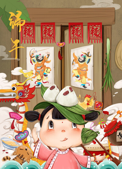 传统节日插画,图片来源于花瓣