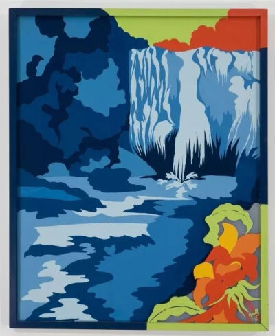 evelyne axell《la chute deau》,混合材料,102×82cm,1972年