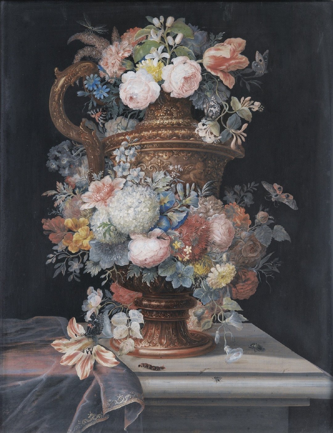 still life with bouquet of flowers in a vase b