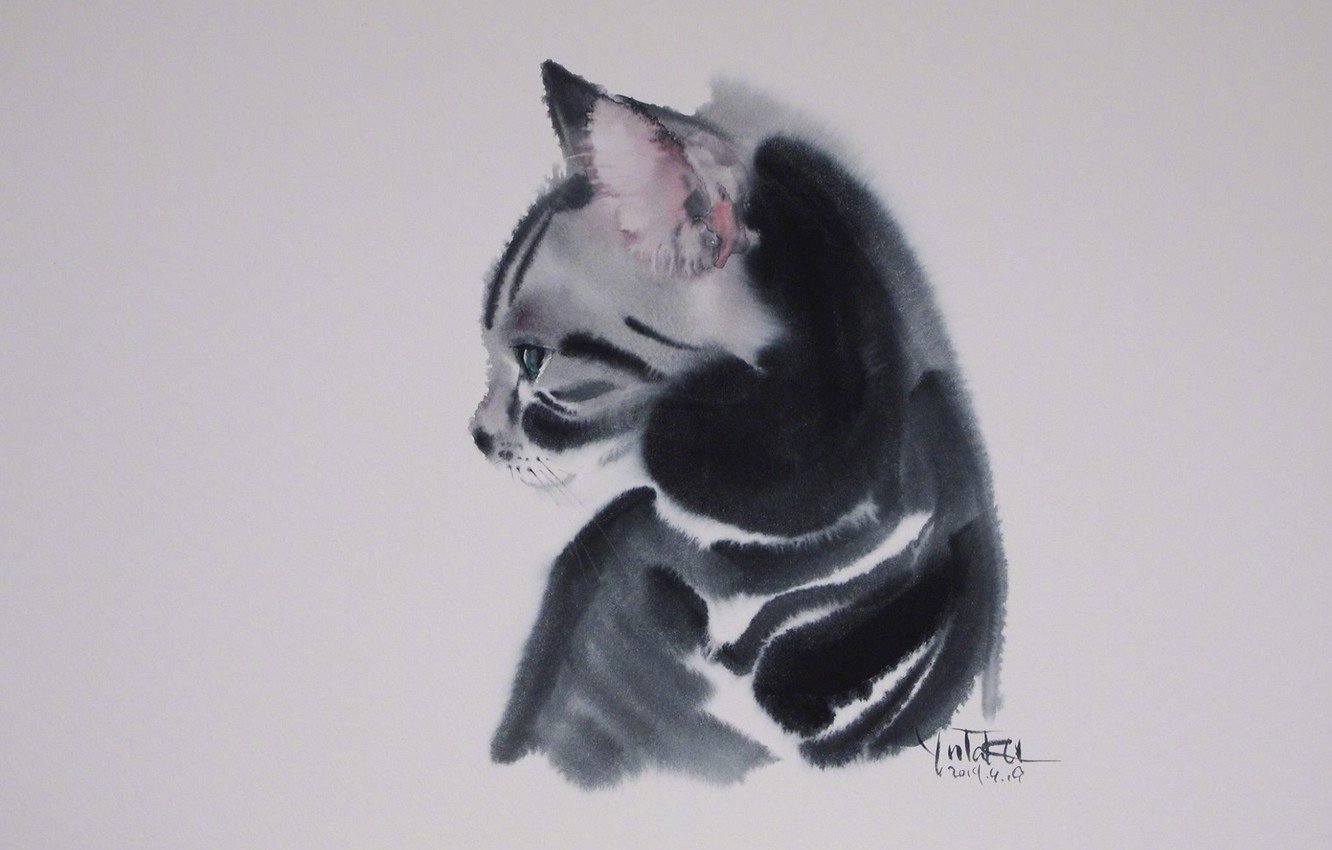 日本画家 yutaka murakami 画笔下的猫咪 | fb :yutaka.murakami.3994
