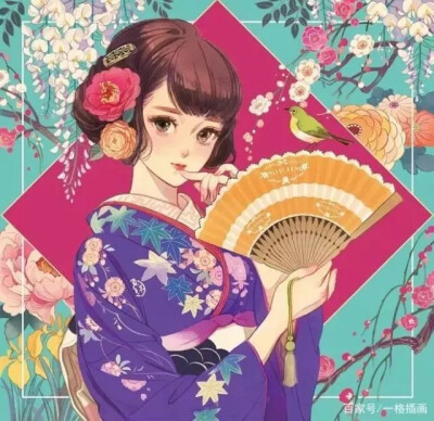 手绘和服少女