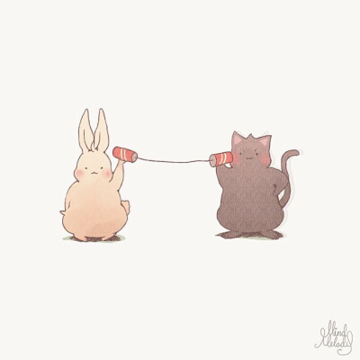 卡通猫VS卡通兔图片