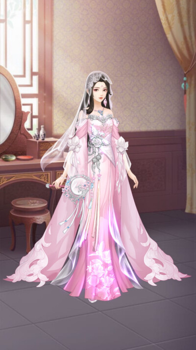 娉婷仙子粉缎绛纱,银甲连衣,聘婷仙子穿着的衣