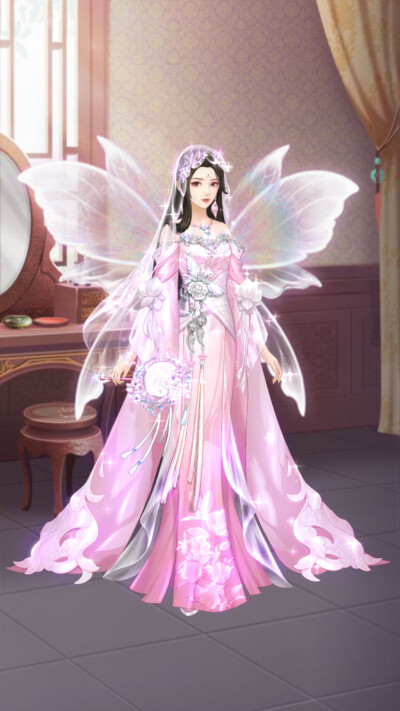 娉婷仙子粉缎绛纱,银甲连衣,聘婷仙子穿着的衣
