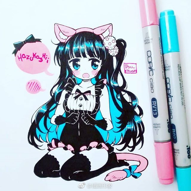 黑色系女孩【插画师:ibu_chuan】